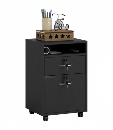 HOMCOM 60cm Storage Cabinet with Drawers and Open Shelf, Black