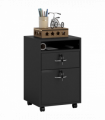 HOMCOM 60cm Storage Cabinet with Drawers and Open Shelf, Black