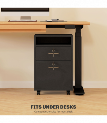 HOMCOM 60cm Storage Cabinet with Drawers and Open Shelf, Black