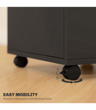 HOMCOM 60cm Storage Cabinet with Drawers and Open Shelf, Black