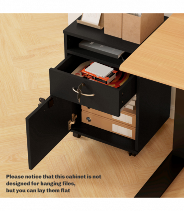 HOMCOM 60cm Storage Cabinet with Drawers and Open Shelf, Black