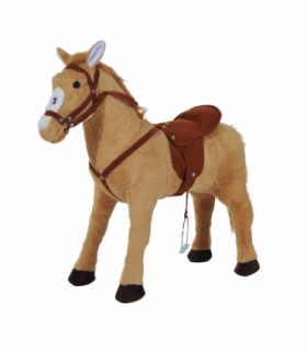 Children Standing Horse Plush Soft Ride On Toy Pony Beige Plush Material