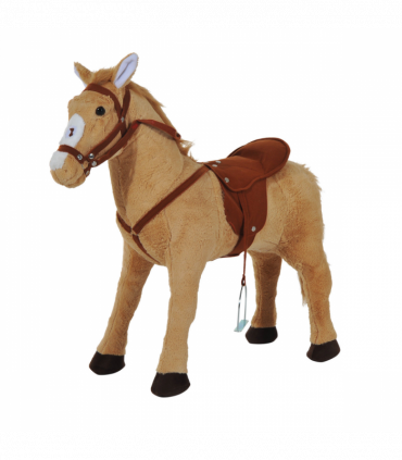 Children Standing Horse Plush Soft Ride On Toy Pony Beige Plush Material