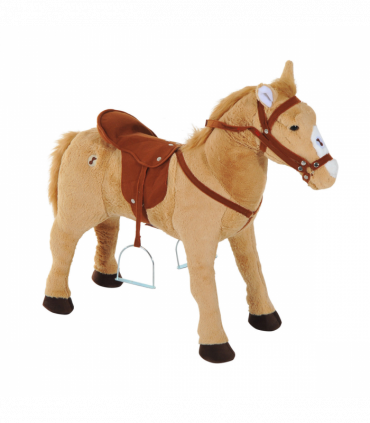 Children Standing Horse Plush Soft Ride On Toy Pony Beige Plush Material