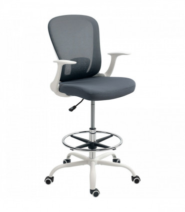 HOMCOM Mesh Draughtsman Chair, Ergonomic Drafting Chair, Grey