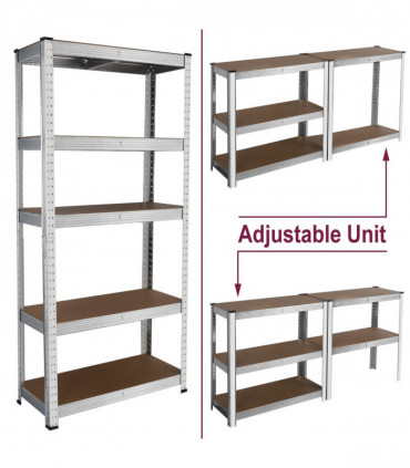 Heavy Duty Steel & MDF 5 Tier Galvanized Racking Shelf