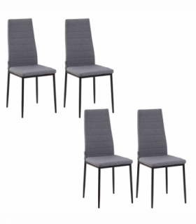 High Back Dining Chairs Upholstered Linen-Touch Fabric Grey 97H x 41W x 50Dcm