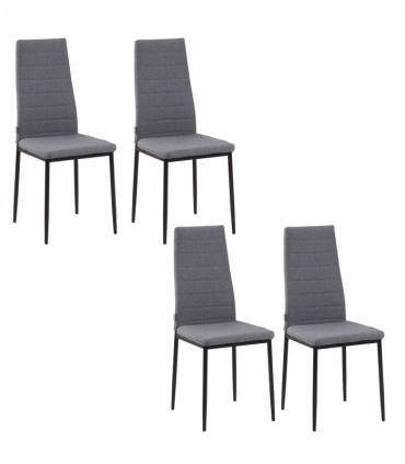 High Back Dining Chairs Upholstered Linen-Touch Fabric Grey 97H x 41W x 50Dcm