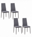 High Back Dining Chairs Upholstered Linen-Touch Fabric Grey 97H x 41W x 50Dcm