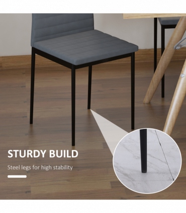 High Back Dining Chairs Upholstered Linen-Touch Fabric Grey 97H x 41W x 50Dcm