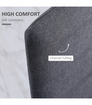 High Back Dining Chairs Upholstered Linen-Touch Fabric Grey 97H x 41W x 50Dcm