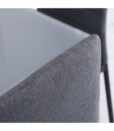 High Back Dining Chairs Upholstered Linen-Touch Fabric Grey 97H x 41W x 50Dcm