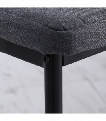 High Back Dining Chairs Upholstered Linen-Touch Fabric Grey 97H x 41W x 50Dcm