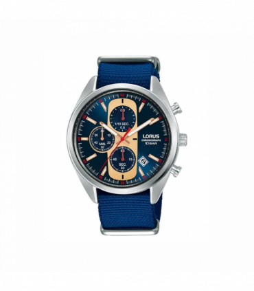 Lorus Mens Urban Chronograph Dated Blue Dial Blue Nylon Strap Watch RM357GX9 BRAND NEW BUT NEEDS BATTERY