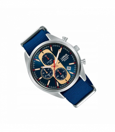 Lorus Mens Urban Chronograph Dated Blue Dial Blue Nylon Strap Watch RM357GX9 BRAND NEW BUT NEEDS BATTERY
