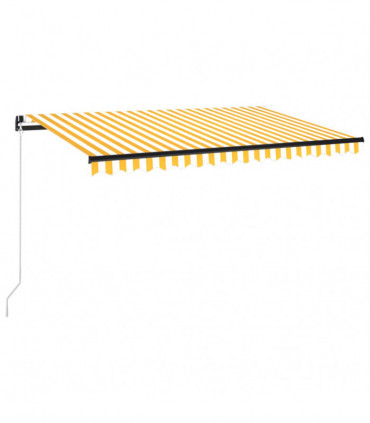 vidaXL Manual Retractable Awning with LED 400x350 cm Yellow and White