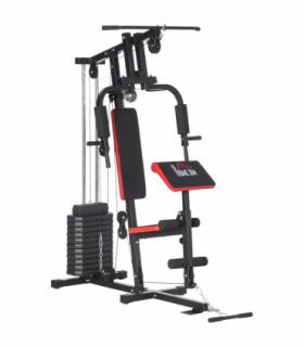 Multi Home Gym Machine with 66kg Weights for Strength Training, Red HOMCOM