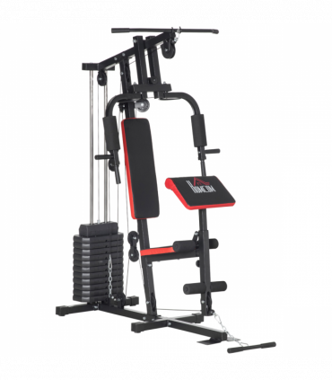 Multi Home Gym Machine with 66kg Weights for Strength Training, Red HOMCOM
