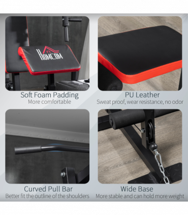 Multi Home Gym Machine with 66kg Weights for Strength Training, Red HOMCOM