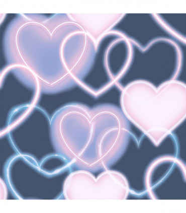 Neon Heart Wall Navy Pink sw12