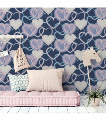 Neon Heart Wall Navy Pink sw12