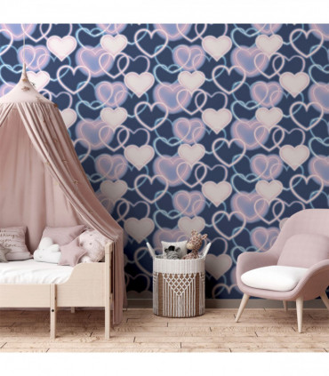 Neon Heart Wall Navy Pink sw12