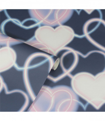 Neon Heart Wall Navy Pink sw12