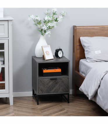 Nightstand, Bedside Table with Drawer and Shelf End Table Living Room, Bedroom
