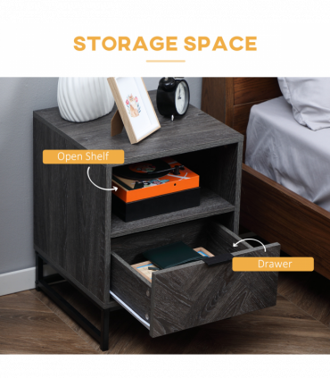 Nightstand, Bedside Table with Drawer and Shelf End Table Living Room, Bedroom