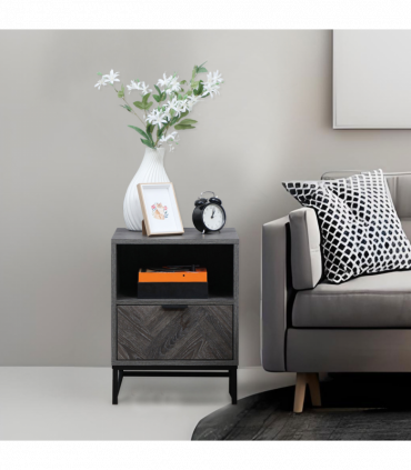 Nightstand, Bedside Table with Drawer and Shelf End Table Living Room, Bedroom