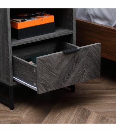 Nightstand, Bedside Table with Drawer and Shelf End Table Living Room, Bedroom