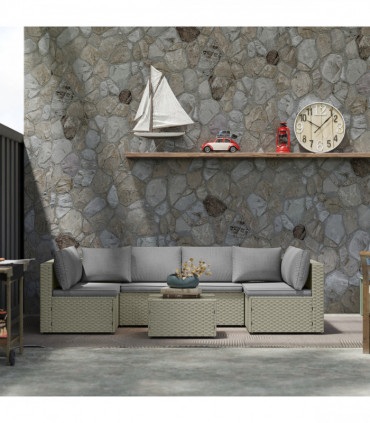 Outsunny 7 Pieces Rattan Garden Furniture Set with Cushions, Light Brown