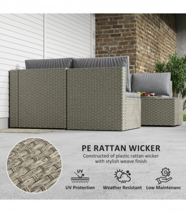 Outsunny 7 Pieces Rattan Garden Furniture Set with Cushions, Light Brown