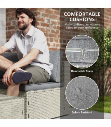 Outsunny 7 Pieces Rattan Garden Furniture Set with Cushions, Light Brown