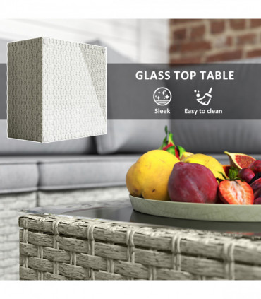 Outsunny 7 Pieces Rattan Garden Furniture Set with Cushions, Light Brown