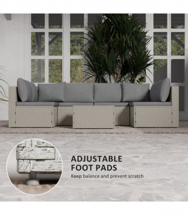 Outsunny 7 Pieces Rattan Garden Furniture Set with Cushions, Light Brown