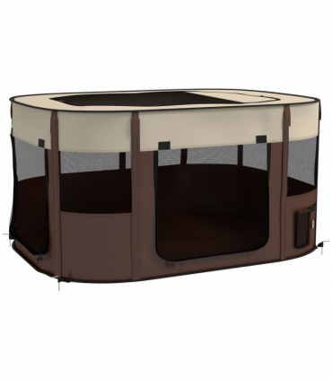 PawHut Portable Dog Pen for Puppies, Rabbits, Kittens, Guinea Pigs - Brown