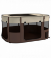 PawHut Portable Dog Pen for Puppies, Rabbits, Kittens, Guinea Pigs - Brown
