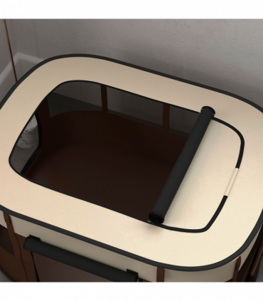 PawHut Portable Dog Pen for Puppies, Rabbits, Kittens, Guinea Pigs - Brown