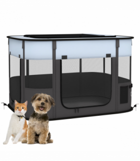 PawHut Portable Dog Pen for Puppies, Rabbits, Kittens, Guinea Pigs - Grey