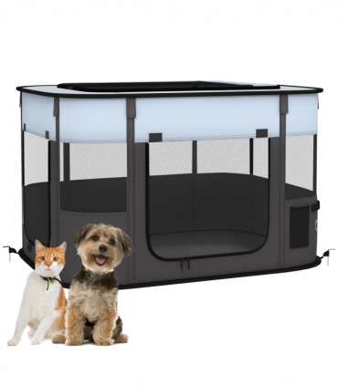 PawHut Portable Dog Pen for Puppies, Rabbits, Kittens, Guinea Pigs - Grey
