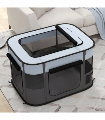 PawHut Portable Dog Pen for Puppies, Rabbits, Kittens, Guinea Pigs - Grey