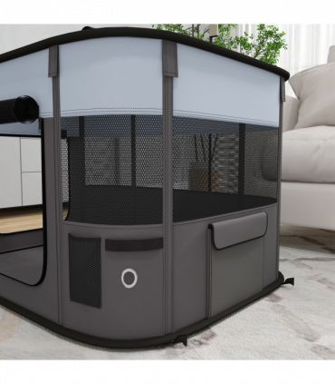 PawHut Portable Dog Pen for Puppies, Rabbits, Kittens, Guinea Pigs - Grey