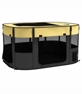 PawHut Portable Dog Pen for Puppies, Rabbits, Kittens, Guinea Pigs - Yellow