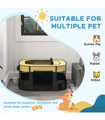 PawHut Portable Dog Pen for Puppies, Rabbits, Kittens, Guinea Pigs - Yellow