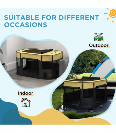 PawHut Portable Dog Pen for Puppies, Rabbits, Kittens, Guinea Pigs - Yellow