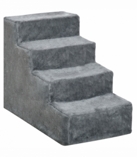 Portable Dog Stairs with Washable Plush Cover, for High Bed Sofa - Light Grey