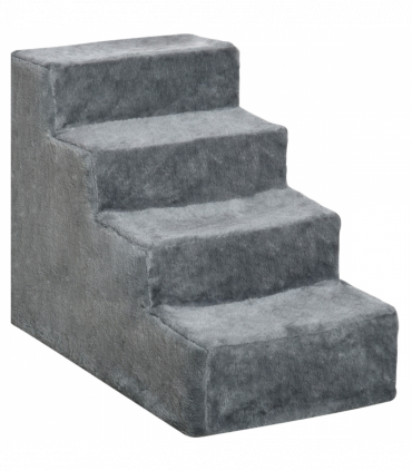 Portable Dog Stairs with Washable Plush Cover, for High Bed Sofa - Light Grey