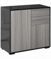 Side Cabinet  2 Door Cabinet and 2 Drawer for Home Office Grey Black