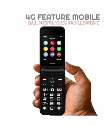 TTfone Black TT760 Flip 4G Mobile with Mains Charger, EE SIM